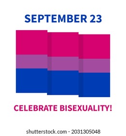 Bisexualität Tag Typografie Poster mit Bisexual Pride Flag. LGBT-Community-Event am 23. September. Vektorvorlage für Banner, Zeichen, Logo-Design, Karte usw.