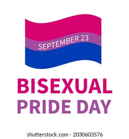 Bisexuality Pride Day typography poster. LGBT community event celebrate on September 23. Vector template for banners, signs, logo design, card, etc.