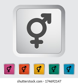 Bisexuals sign. Single flat icon on the button. Vector illustration.