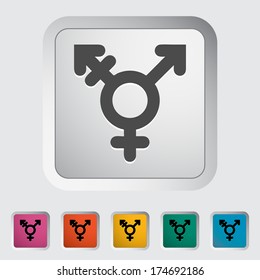 Bisexuals sign. Single flat icon on the button. Vector illustration.
