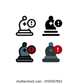 Bishop Attention in Chess Game and Strategy Outline Icon, Logo, and illustration Vector