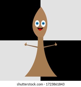 bishop cartoon character object for board games smiling on the background of a chess field