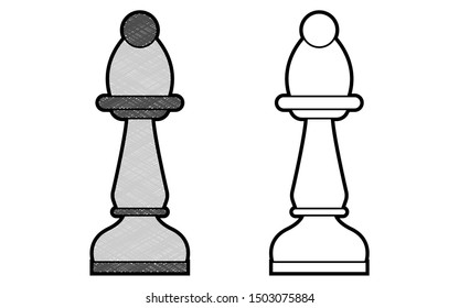 Bishop chess design vector with texture. black and white colors