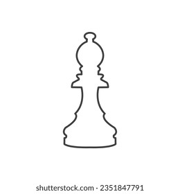 Bishop chess icon. chess icon in line style Vector symbols.  Thin Line Vector Icon. line icon isolated on the white background. Vector illustration.