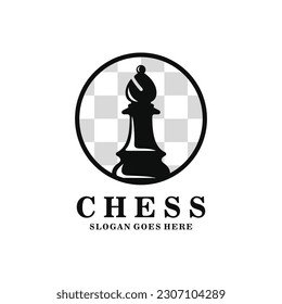 Bishop chess logo design vector illustration