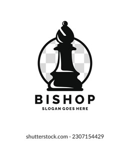 Bishop chess logo design vector illustration