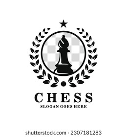Bishop chess logo design vector illustration