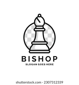 Bishop chess logo design vector illustration