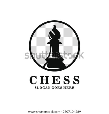 Bishop chess logo design vector illustration