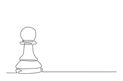 Bishop, chess pawn in continuous one line drawing. Single line art illustration of one chess pawn. Editable vector.