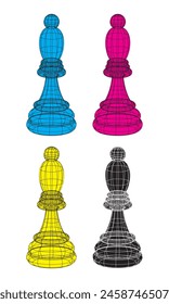 bishop chess piece, 3d vector illustration 