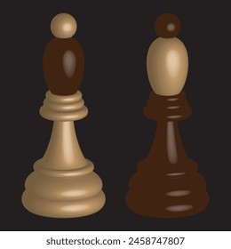 bishop chess piece, 3d vector illustration 