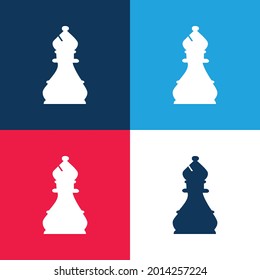 Bishop Chess Piece blue and red four color minimal icon set
