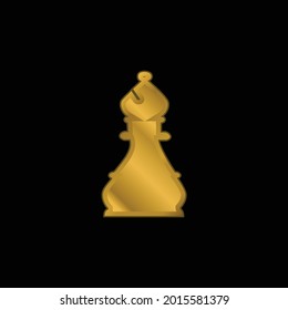 Bishop Chess Piece gold plated metalic icon or logo vector