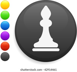 bishop chess piece icon on round internet button original vector illustration 6 color versions included