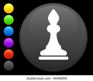 bishop chess piece icon on round internet button original vector illustration 6 color versions included