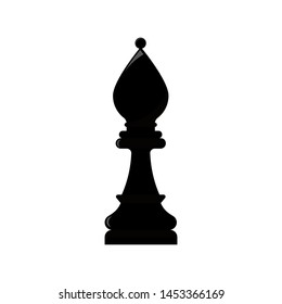 bishop chess piece icons. Board game. Black silhouettes isolated on white background. Vector illustration.