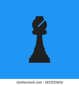 Bishop chess piece in  minimal flat style....