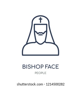 Bishop face icon. Bishop face linear symbol design from People collection. Simple outline element vector illustration on white background.