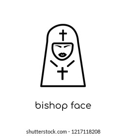 Bishop face icon. Trendy modern flat linear vector Bishop face icon on white background from thin line People collection, editable outline stroke vector illustration