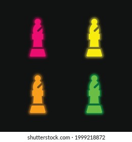 Bishop four color glowing neon vector icon