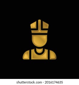 Icono metálico de Obispo chapado en oro o vector de logotipo