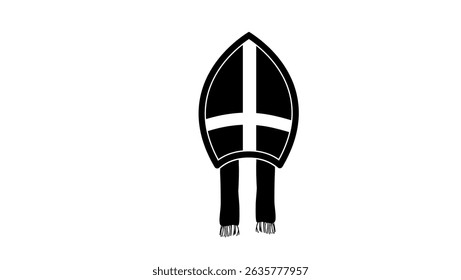 Bishop Hat symbol, black isolated silhouette