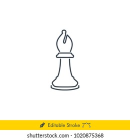Bishop Icon / Vector - In Line / Stroke Design (Chess Pieces/Chessman) 