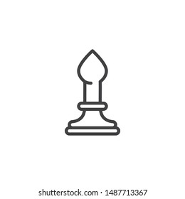 Сhess bishop line icon. linear style sign for mobile concept and web design. Bishop chess piece outline vector icon. Symbol, logo illustration. Vector graphics