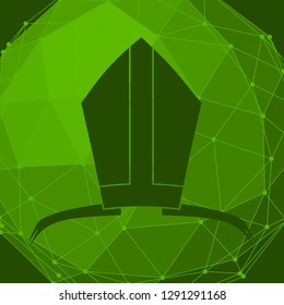 Bishop mitre. Catholic hat icon. Connected lines with dots