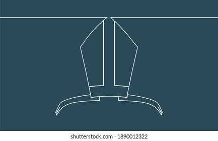 Bishop mitre. Catholic hat icon. Thin line style