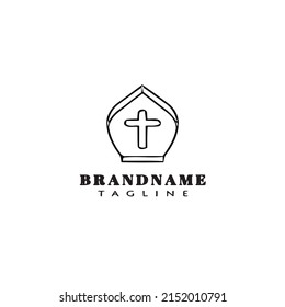 bishop mitre religion logo cartoon icon design template black modern cute vector illustration