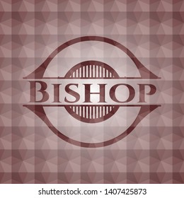 Bishop red badge with geometric background. Seamless.