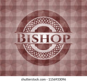 Bishop red seamless polygonal badge.