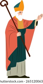 Bishop Religious Figure Crosier Illustration, Happy St. Maron
