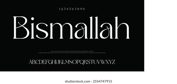 Bismallah Creative font. Modern abstract digital tech font. Logo creative font, type, technology, movie, digital, music, movie. Fonts and illustration in vector format.