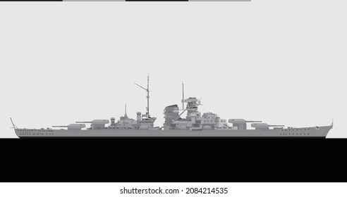 BISMARCK 1940. German Kriegsmarine Battleship. Vector Image For Illustrations And Infographics.