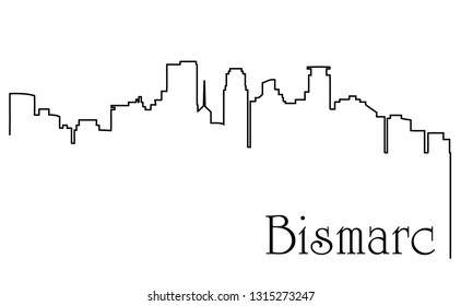 Bismarck city one line drawing abstract background with cityscape