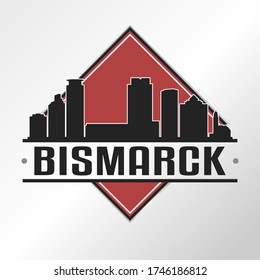 Bismarck, ND, USA Skyline Logo. Adventure Landscape Design Vector Illustration.