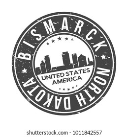 Bismarck North Carolina USA Stamp Logo Icon Skyline Silhouette Symbol Round Design Skyline City.