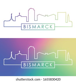 Bismarck skyline. Colorful linear style. Editable vector file.