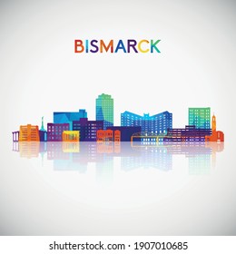 Bismarck skyline silhouette in colorful geometric style. Symbol for your design. Vector illustration.