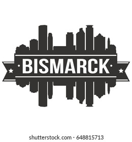 Bismarck Skyline Silhouette Design City Vector Art Stencil.