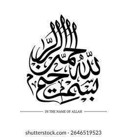 Bismillah Arabic Calligraphy Islamic Art Sacred Phrase translated as in the name of allah