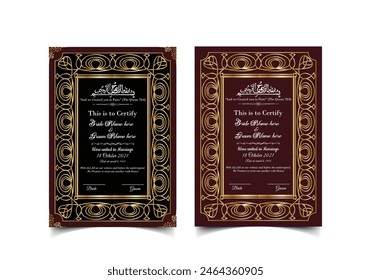 Bismillah | Nikkah Nama Zertifikat | Nikkah-Zertifikat |Muslim Marriage Certificate Design-Vorlage 