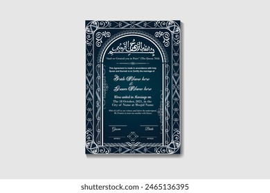 Bismillah | Nikkah Nama Certificate | Nikah Certificate | Muslim Wedding Certificate design 