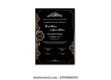 Bismillah | Certificado Nikkah Nama | Certificado Nikah | Nikah Nama |Diseño de certificado de lujo de matrimonio musulmán