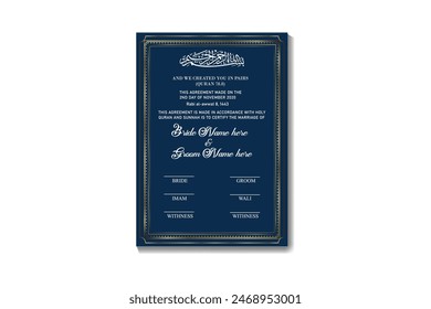 Bismillah | Nikkah Nama | Muslim Marriage Certificate Design Template