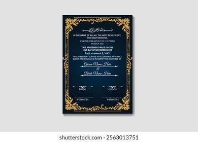 Bismillah| Nikkah Nama|Muslim Marriage Certificate Design with floral