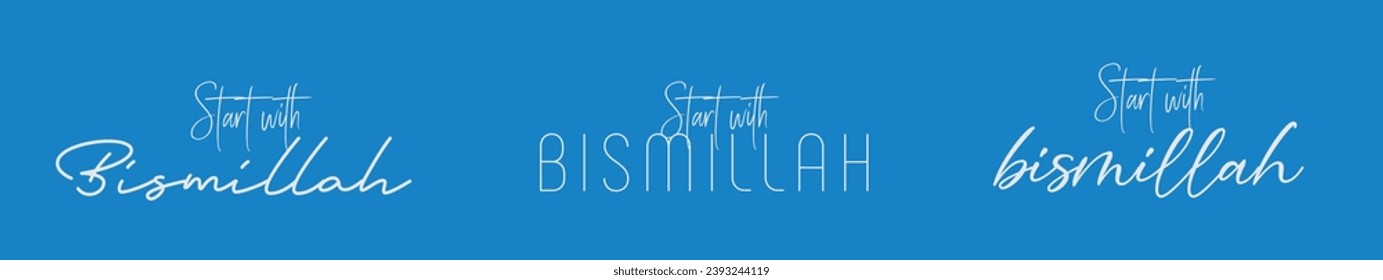 bismillah quote lettering with white color on blue background